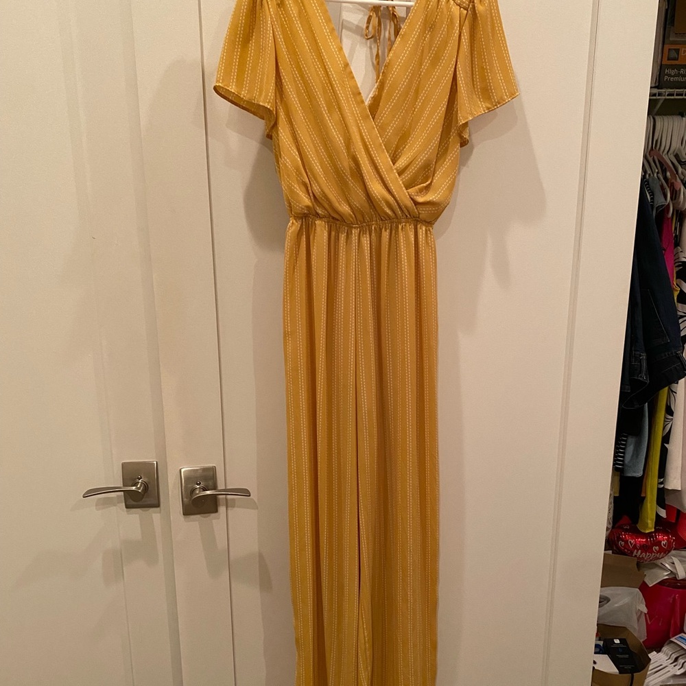 Golden yellow and white jumpsuit